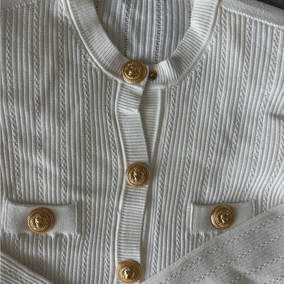 Balmain White Sweater with Gold Buttons - Picture 5 of 6